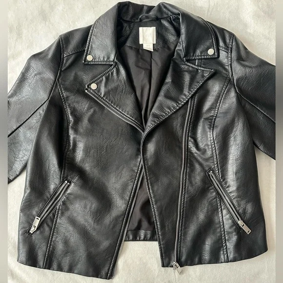 H&M Sleek Black Leather Jacket - Picture 1 of 4